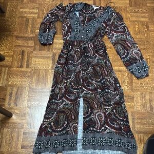 Knox Rose Long Sleeve Paisley Dress - Red and Black